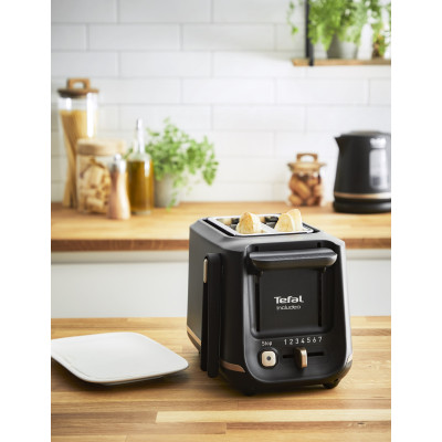 Tefal Тостер Includeo 850Вт, розморожування, щипці, термопластик, чорний