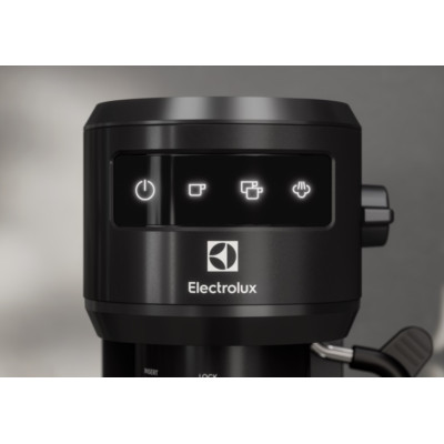 Electrolux Кавоварка рожкова, 1л, мелена, ручний капуч, LED-дисплей, підігрів чашок, чорний