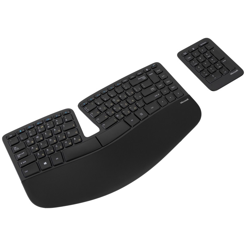 Microsoft Клавіатура мембранна Sculpt Ergonomic + NumPad 89+20key, WL, EN/UA, чорний