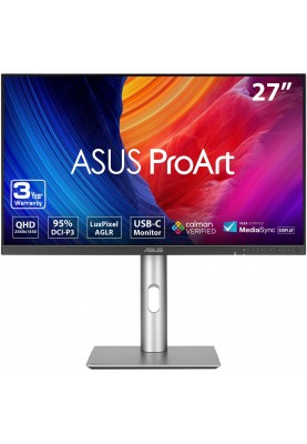 ASUS Монітор 27" ProArt PA278CFRV HDMI, 2xDP, USB-C, 3xUSB, MM, IPS, 2560x1440, 100Hz, 5ms, DCI-P3 95%, AdaptiveSync, Pivot, HDR400