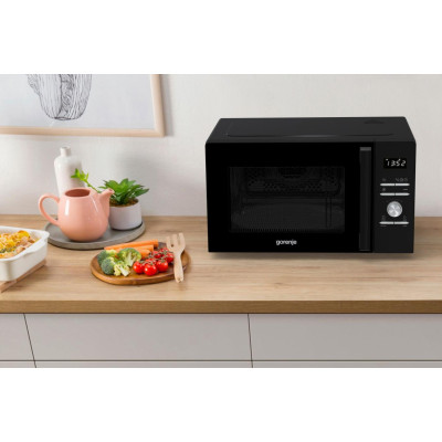 Gorenje Мікрохвільова піч, 28л, електр. керув., 900Вт, гриль, дисплей, конвекція, чорний