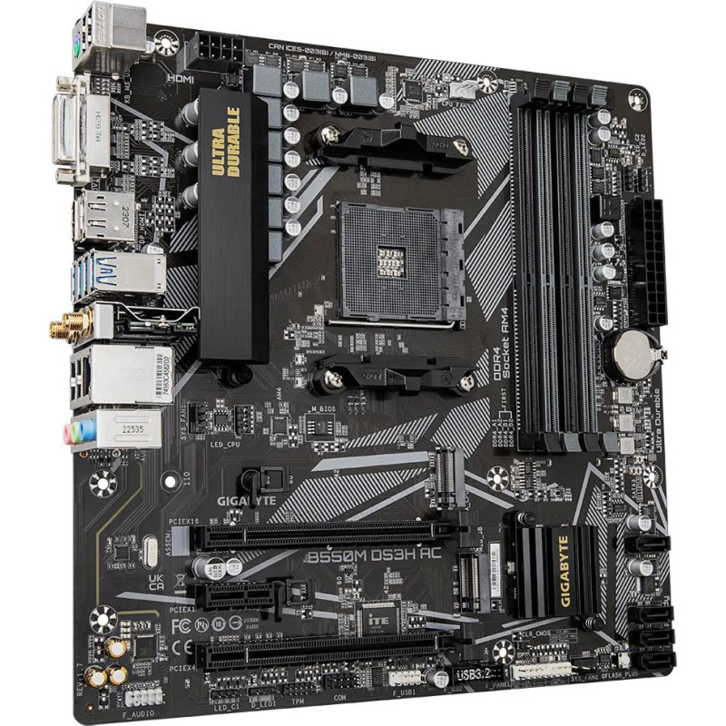 Gigabyte Материнська плата B550M DS3H AC sAM4 B550 4xDDR4 M.2 HDMI D-Sub mATX