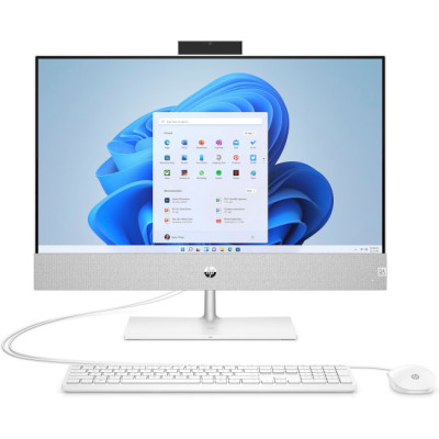 HP Комп'ютер персональний моноблок Pavilion 23,8" FHD IPS AG, Intel i5-13400T, 16GB, F512GB, UMA, WiFi, кл+м, DOS, білий