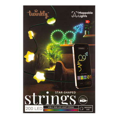 Twinkly Гірлянда Smart LED Twinkly Strings Star RGB 200 IP20 12м USB-C кабель зелений без БЖ