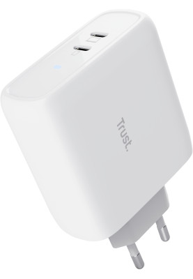 Trust Зарядне пристрій мережевий Maxo 65Вт, 2xUSB-C PD, білий