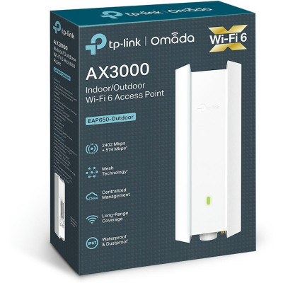 TP-Link Точка доступу EAP650 OUTDOOR AX3000, 1xGE LAN, PoE, Passive PoE TP-Link Точка доступу EAP650 OUTDOOR AX3000, 1xGE LAN, PoE, Passive PoE