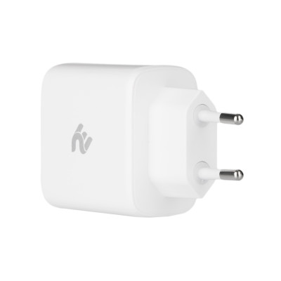 2E Зарядний пристрій мережевий 65Вт 2хUSB-C/USB-A GAN PD/QC, білий