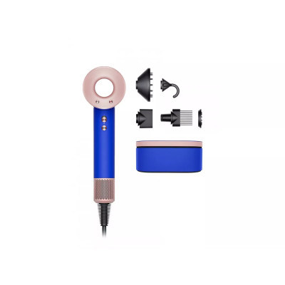 Dyson Фен HD07 Supersonic, 1600Вт, 3 режими, іонізація, хол. обдув, кейс для зберігання, синій/пудра