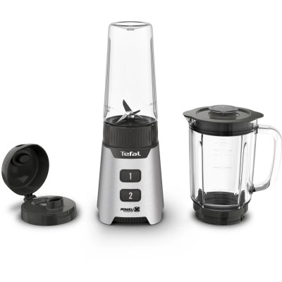 Tefal Блендер стаціонарний Minimix Glass 400Вт, чаша-700мл, ємність для смузі to go, скло, сірий