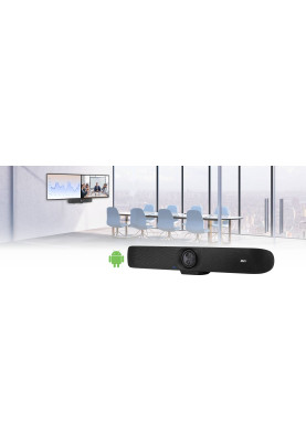 AVER Відеотермінал VB370A, Android 13, 4.5x Optical Zoom, 2 об'єктива 4K, PTZ, 14х Uni-mic, радіус дії 10 м, динаміки 2 х 6 Вт, Zoom Rooms, Dual Screen, чорний