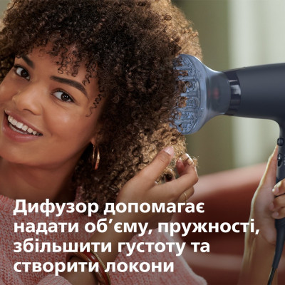 Philips Фен 3000 Series, 2100Вт, 3 режими, дифузор, іоніз-я, хол. обдув, синій