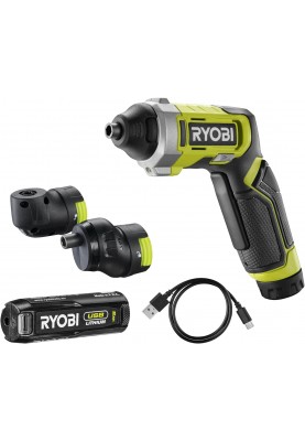 Ryobi Викрутка акумуляторна USB Lithium RSD4-120TA2 4В 1х2А·год 5Нм 200об·хв 2 насадки 10 біт 0.31кг кейс