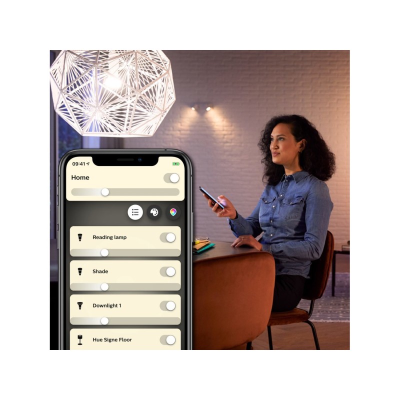 Philips Hue Лампа розумна E27, 9W(60Вт), 2700K, White, ZigBee, Bluetooth, димування