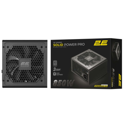 2E Gaming Блок живлення Solid Power Pro (850W), >85%, 80+ Bronze, 120mm, 1xMB 24pin(20+4), 2xCPU 8pin(4+4), 3xMolex, 6xSATA, 4xPCIe 8pin(6+2), 1x1 2E Gaming Блок живлення Solid Power Pro (850W), >85%, 80+ Bronze, 120mm, 1xMB 24pin(20+4), 2xCPU 8pin(4+4), 3xMolex, 6xSATA, 4xPCIe 8pin(6+2), 1x1