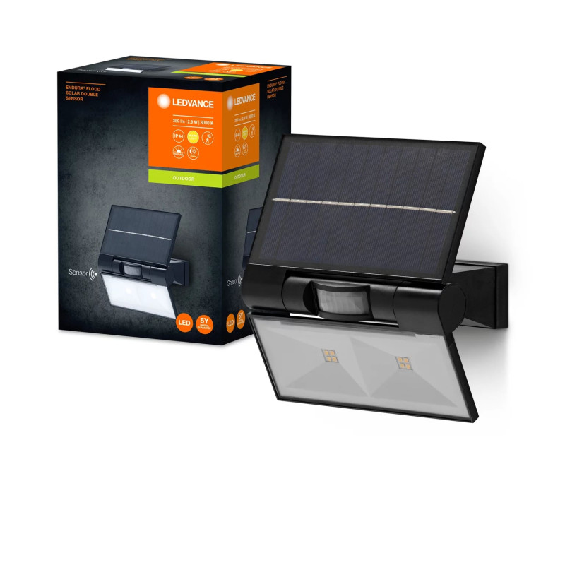 LEDVANCE Світильник автономний ENDURA STYLE SOLAR DOUBLE 2Вт 3000К 380Лм IP44 чорний