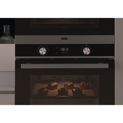 Franke Духовий шафа електричний, 71л, піроліз, сенсорне управління, дисплей, таймер, чорний+нерж