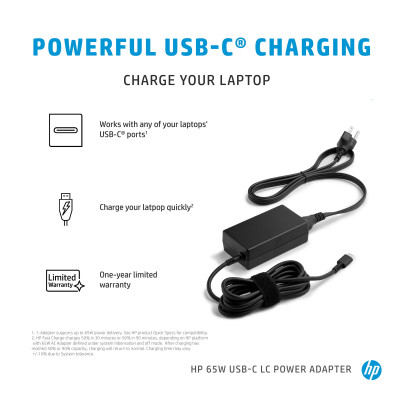 HP Адаптер HP 65W USB-C LC Power Adapter HP Адаптер HP 65W USB-C LC Power Adapter