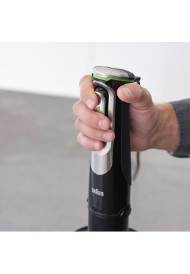 Braun Блендер заглибний MultiQuick 9, 1200Вт, чаша-600мл, винчик, міні-подріб.,терка, ніж для льоду, чорно-срібний