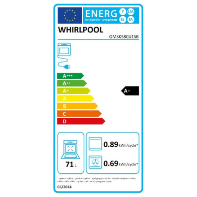 Whirlpool Духовий шафа електричний, 71л, A+, дисплей, конвекція, телескопічні напрямні, пара, чорний