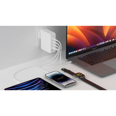 Belkin Зарядний пристрій мережевий 140Вт 3хUSB-С GAN PD PPS, USB-A, білий