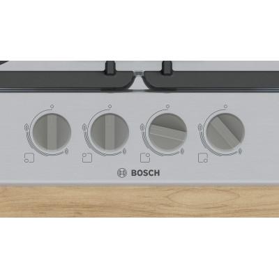 Bosch Варильна поверхня газова, 60см, чугун, WOK, нерж