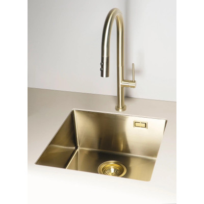 Deante Мийка кухонна OLFATO PRECIOUS, сталь, прямокутник, без крила, 550х505х200мм, чаша - 1, врізна, золото браш.
