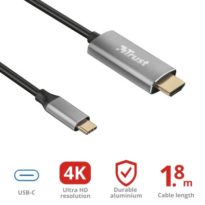 Trust Calyx USB-C to HDMI 1.8м BLACK Trust Calyx USB-C to HDMI 1.8м BLACK