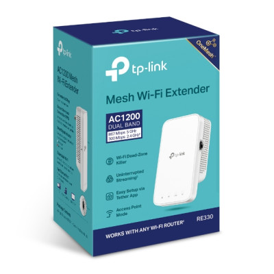 TP-Link Повторювач Wi-Fi сигналу RE330 AC1200 1хFE LAN OneMesh
