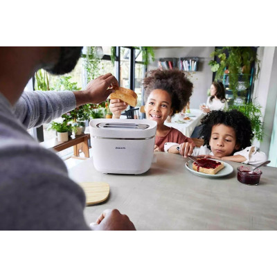 Philips Тостер Series Eco Conscious Edition, 830Вт, біопластик, кришка від пилу, шовковий білий