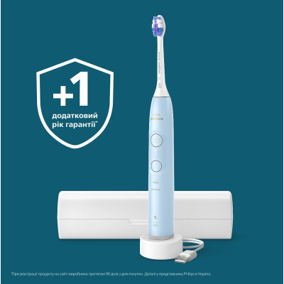 Philips Щітка зубна електр., Sonicare 6100 Series, 62т. колів/хв, насадок-1, футляр, блакитний
