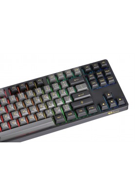 Akko Клавіатура механічна 5087B Plus Black & Gold 87Key, CS Silver, BT/WL/USB-A, Hot-swappable, EN/UKR, RGB, Чорний