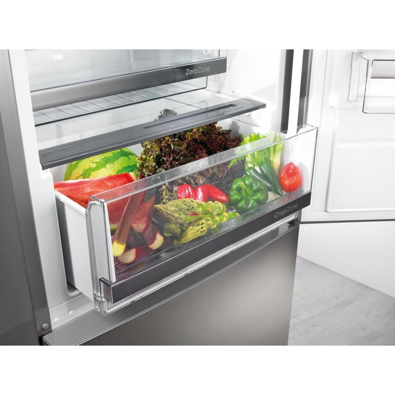 Gorenje Холодильник з нижн. мороз. камерою, 185х60х60см, 2 двері, 210(110)л, А++, NoFrost Plus, Зона св-ті, Зовн. Диспл, сірий