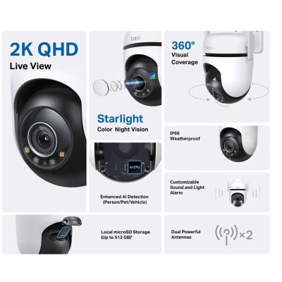 TP-Link IP-Камера Tapo C520WS 4MP N300 1xFE LAN зовнішня поворотна