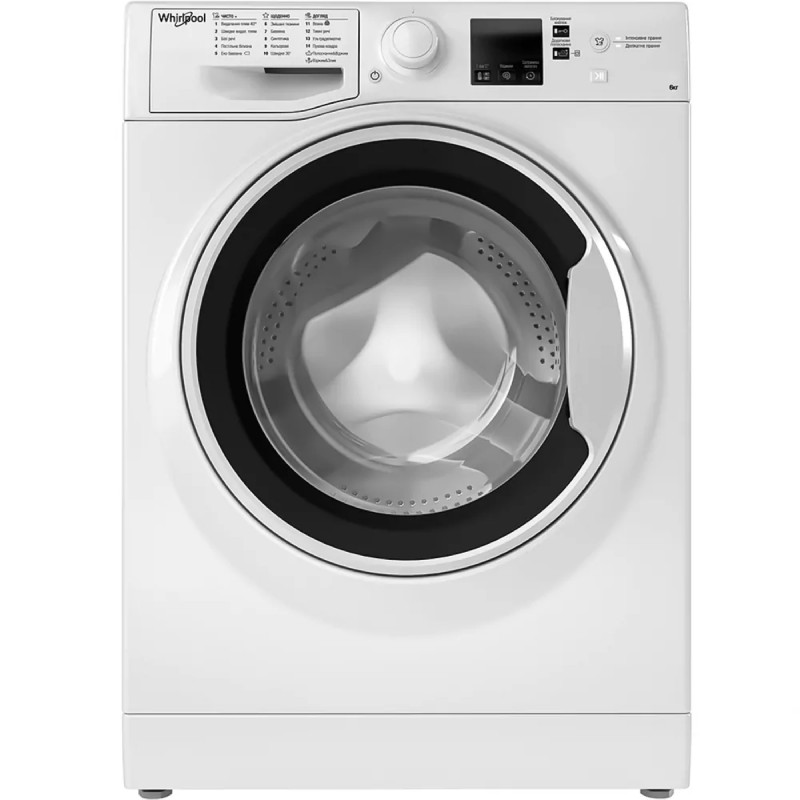 Whirlpool Пральна машина фронтальна, 6кг, 1200, A+++, 43см, дисплей, інвертор, люк чорний, білий