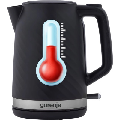 Gorenje Електрочайник 1.7л, Strix контроль, чорний матовий