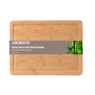 ARDESTO Дошка кухонна Midori з жолобом, 40*30*1.9 см, бамбук