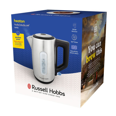 Russell Hobbs Електрочайник Heaton, 1.7л, нержавіюча сталь, сріблясто-чорний