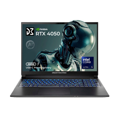 Dream Machines Ноутбук RG4050-16 16FHD+ IPS, Intel Ultra 5-125H, 32GB, F1TB, NVD4050-6, DOS, чорний