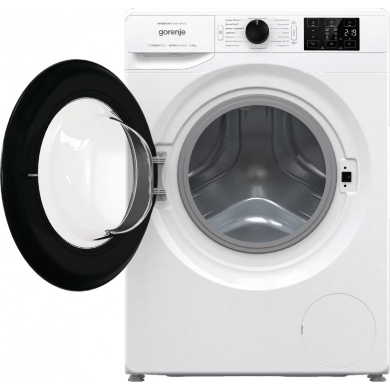 Gorenje Пральна машина фронтальна, 8кг, 1400, A+++, 46,5см, дисплей, пара, інвертор, білий