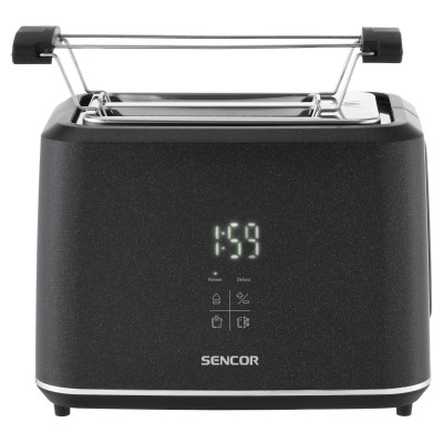 Sencor Тостер 1080Вт, підігрів, розморожування, сенс. керування, LED, пластик, чорний