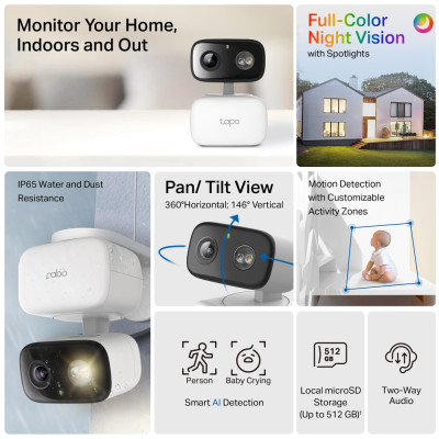 TP-Link IP-камера Tapo C206 FHD N300 microSD motion detection. зовнішня/внутрішня, AI