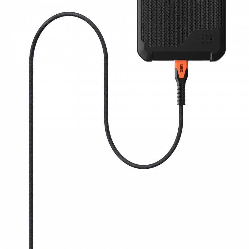 UAG Кабель USB-C > USB-C заряджання/синхронізації, 1.5м, 60Вт, Type-C, Rugged Kevlar, Black/Orange