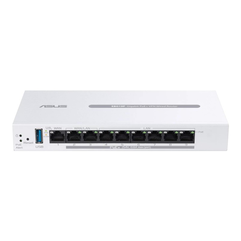 ASUS Маршрутизатор ExpertWiFi EBG19P 8xGE LAN (8xPoE), 1xGE WAN, 1xUSB 3.2, 123W, BT