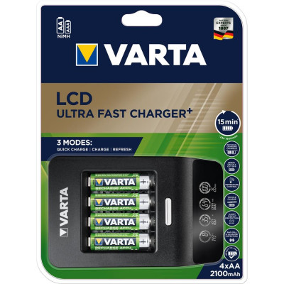 VARTA Зарядний пристрій LCD Ultra Fast Plus Charger+ 4xAA 2100 mAh