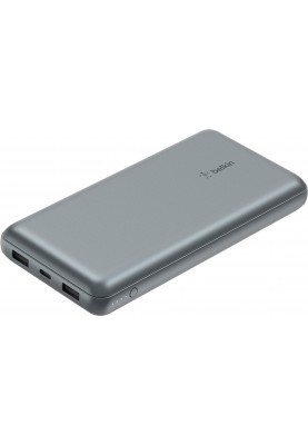 Belkin Акумулятор портативний літій-іонний Power Bank 10000мА·рік, 15Вт, 2хUSB-A/USB-C, сірий