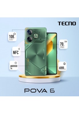 TECNO Смартфон POVA 6 (LI7) 6.78" 8/256ГБ, 2SIM, 6000мА • рік, Comet Green