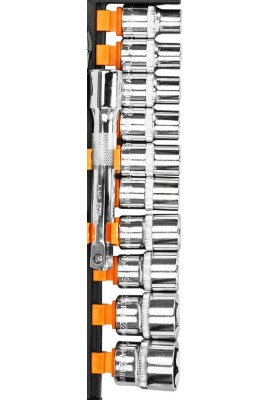 Neo Tools Набір торцевих головок, 12шт, 3/8", тріскачка 90 зубців, CrV