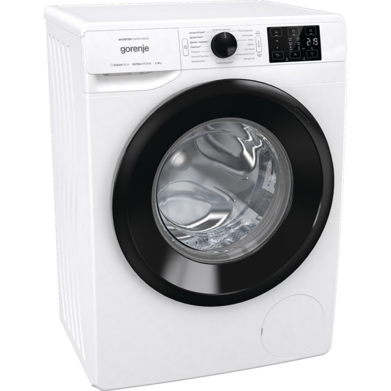 Gorenje Пральна машина фронтальна, 8кг, 1400, A+++, 46,5см, дисплей, пара, інвертор, білий