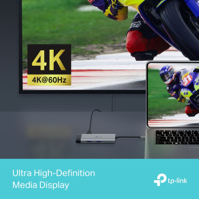 TP-Link Хаб USB UH6120C USB-A > 2xUSB3.0/1xUSB-C/1xHDMI/1xRJ-45/1xPD 100Wh