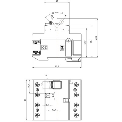 ETI Реле диференціальне (УЗО) 4р EFI-P4 40/0.3 тип AC (10kA) ETI Реле диференціальне (УЗО) 4р EFI-P4 40/0.3 тип AC (10kA)